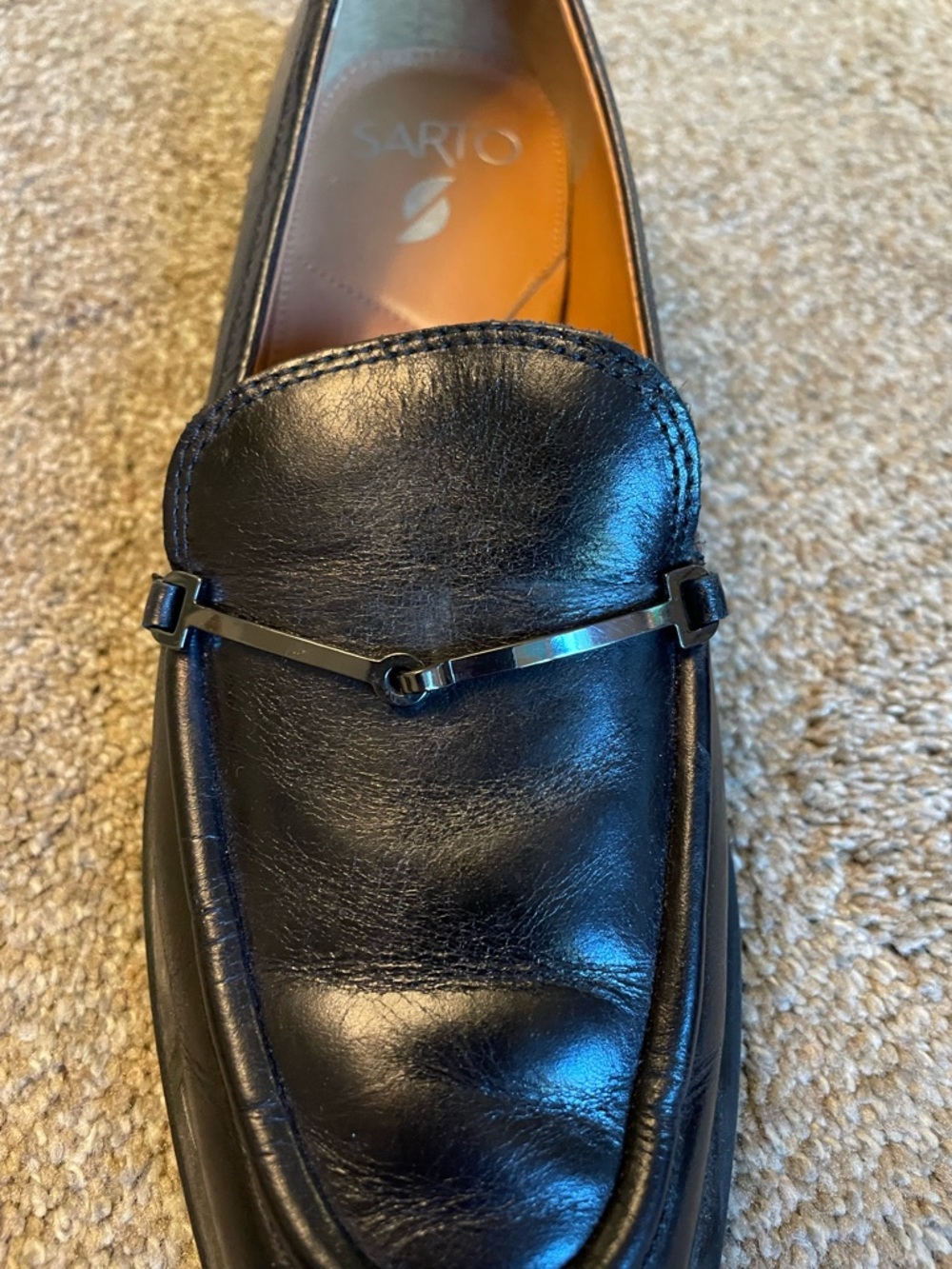 Sarto Eda Women's Black Leather Loafer with Metal Bit Detail Size 7.5 M - Picture 6 of 10